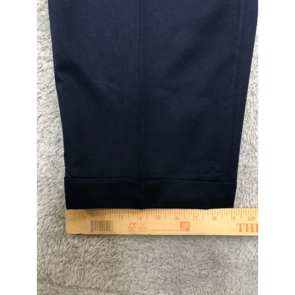 VTG Polo Golf Pants Men 36x30 Navy Blue Pleated Cuffed Chino Trousers